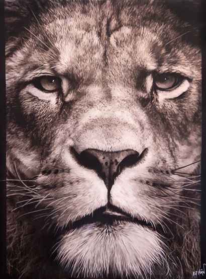 null HOAN Kim (born in 1970)

Lion 

Mixed media on canvas, signed lower right 

120...