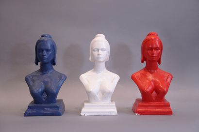 null MODERN SCHOOL 

3 busts of Brigitte Bardot as Marianne

3 plasters painted in...