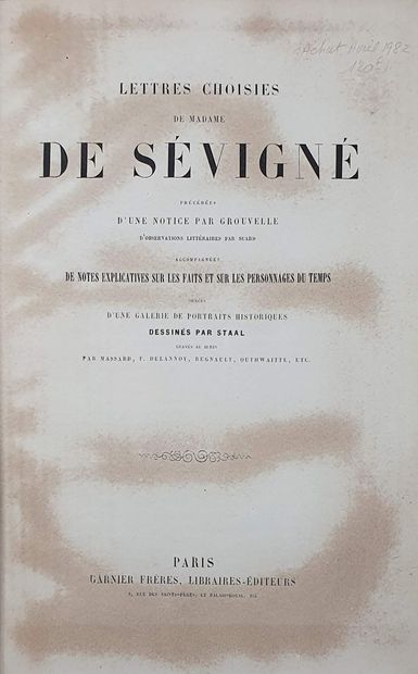 null MADAME DE SEVIGNÉ - Lettres choisies de Madame de Sévigné

Paris Garnier Frères

Reliure...