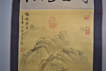null Ecole chinoise XXème siècle

Paysage de rivière et rochers animé de pagodes...
