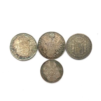 null Lot of four silver coins: 

- Germany, Prussia, Wilhelm I, Thaler 1861

- Austria,...