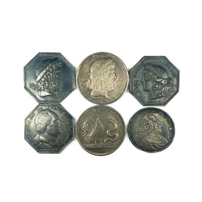 null MEDICINE - PHARMACY

Lot of six silver tokens: 

- Faculty of medicine of Paris...