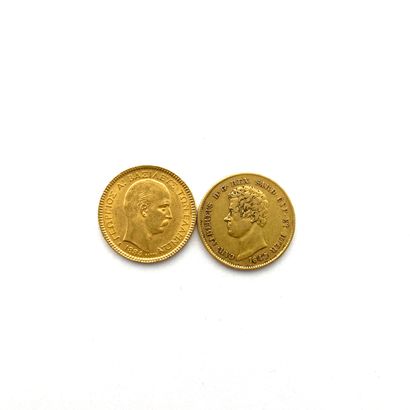 null Lot de 2 monnaies Union Latine or :

- Grèce Georges I 20 drachmes 1884 

Friedberg...