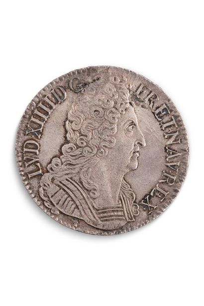 LOUIS XIV (1643-1715) 
Silver Ecu with three...