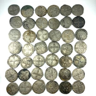 FRANCE 
Lot of forty two quarter silver shields:...