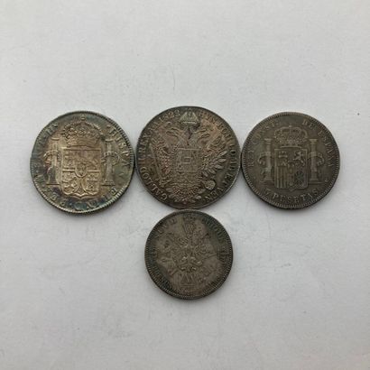 null Lot de quatre monnaies d'argent : 

- Allemagne, Prusse, Guillaume I, Thaler...