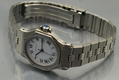 null CARTIER

Santos 

Steel bracelet watch. Octagonal case, screw-down back. White...