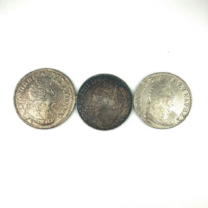 null LOUIS XIV (1643-1715)

Lot de trois écus d'argent : 

- Type aux palmes, 1693...