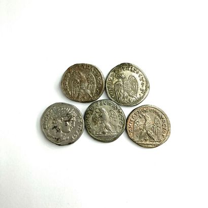 null ROMAN EMPIRE - Caracalla (198-217)

Lot of 5 colonial tetradrachms in billon...