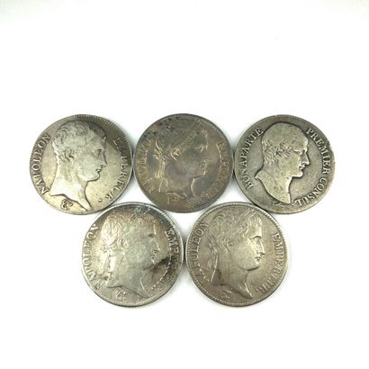 CONSULATE AND EMPIRE 
Lot of five silver...