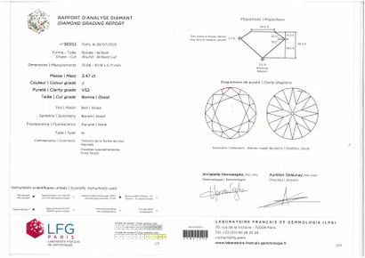 null Diamant sur papier avec certificat du LFG n°383153 du 28/07/2021 indiquant :

Forme...