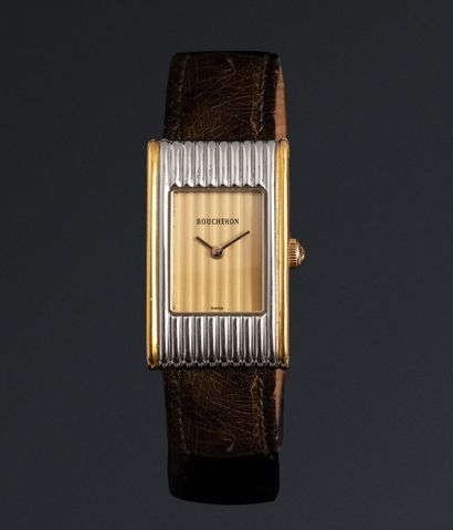 null BOUCHERON

No. AH 30573

Ladies' wristwatch in steel and gold plated. Rectangular...