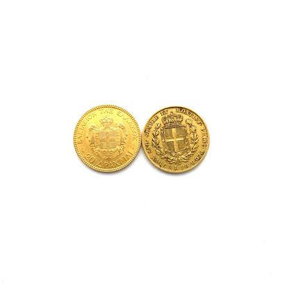 null Lot de 2 monnaies Union Latine or :

- Grèce Georges I 20 drachmes 1884 

Friedberg...