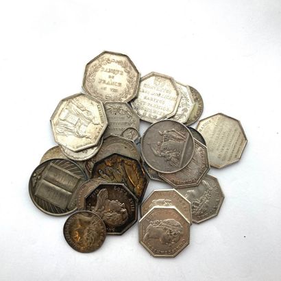 null Lot of twenty three silver tokens of the old regime (x12) and of the XIXth century...