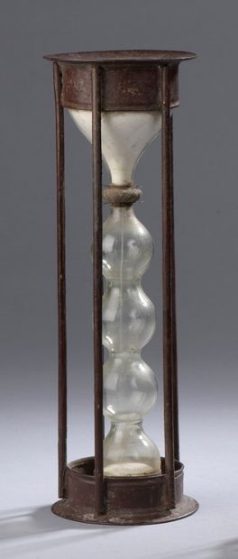 Church hourglass (?) with two blown glass...