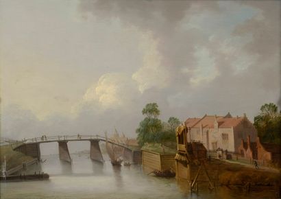  ECOLE HOLLANDAISE Première Moitié du XIXe siècle 
	 
1 - Pont sur la rivière et...