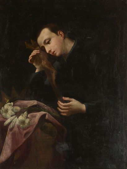  ECOLE ITALIENNE			 
Première Moitié du XIXe siècle 
 
Saint en prière devant un...