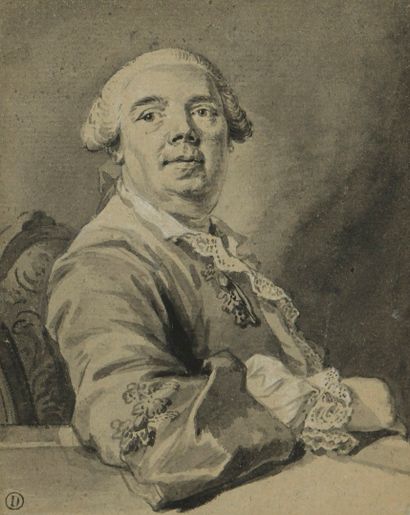  BLANCHET Louis-Gabriel (Attribué à) 
1705 - 1772 
 
Portrait d'homme assis coiffé...