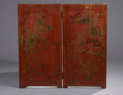 null CHINA - 19th century

Two doors transformed into a red and gold lacquer screen...