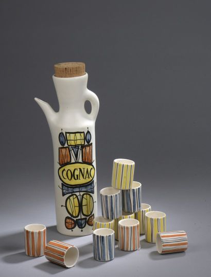 null Roger CAPRON (1922-2006) - VALLAURIS

"Cognac". 

Cognac service in polychrome...