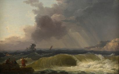  VALLIN Jacques-Antoine 
Paris around 1760 - After 1831 
 
Stormy sea along the coast...