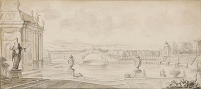  MOUCHERON Isaac de 
Amsterdam 1667 - id. ; 1744 
 
View of a park with a pond and...