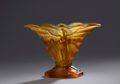 FRENCH WORK 

An amber pressed glass conical...