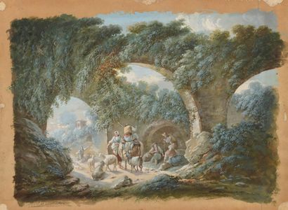  PILLEMENT Jean - Baptiste (School of) 
Lyon 1728 - 1808 
 
Villagers and their animals...