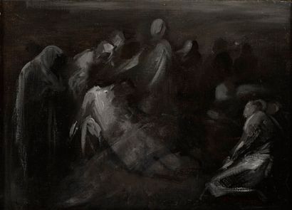  CARPEAUX Jean-Baptiste, 1827-1875 
Pietà 
huile sur toile en grisaille 
signée en...