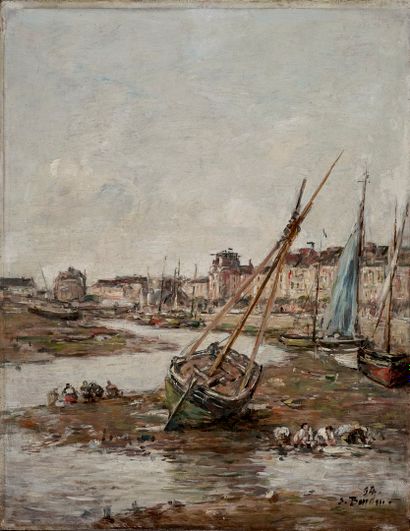  BOUDIN Eugène, 1824-1898 
The Port of Trouville at Low Tide, 1894 
oil on parquet...