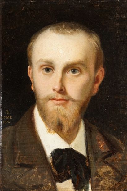  BÉNOUVILLE Achille, 1815-1891 
Portrait de jeune homme, 1876 
huile sur carton doublé...