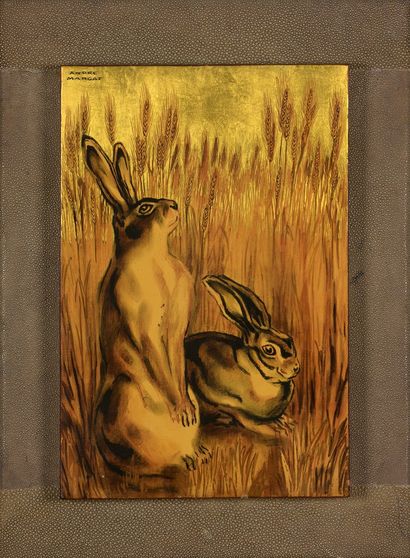 null MARGAT André, 1903-1999

Hares in the wheat

lacquer and gold leaf painting...