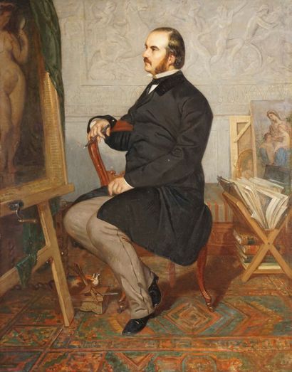  ANONYME DU XIXe siècle 
Ecrivain visitant l’atelier d’un peintre 
huile sur toile...