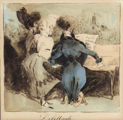 null MONNIER Henry Bonaventure, attributed to

Dilettante

pen, brown ink and watercolor...