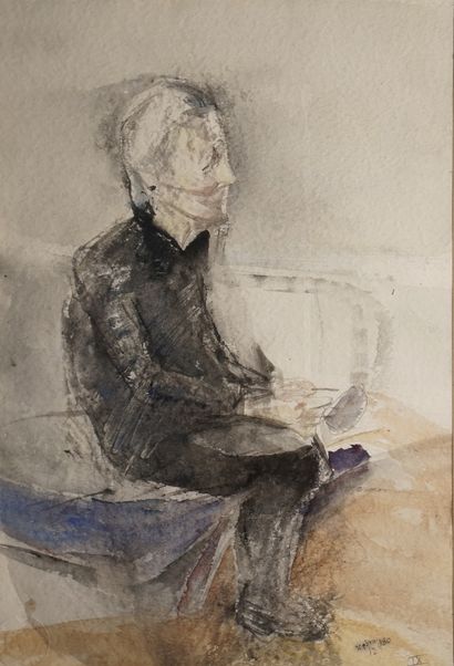  BOTSOGLOU Chronis, né en 1941 
Figure assise, 1980 
aquarelle 
signée et datée en...
