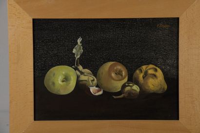  STEPHANOU Nicos, né en 1933 
Fruits hors saison, 1992 
huile sur toile doublée sur...