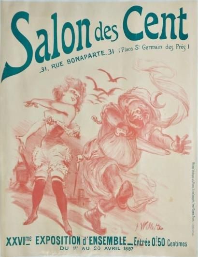 WILLETTE ADOLPHE, 1857-1926 Salon des Cent, XXVIe exposition d'ensemble, 1897 affiche...