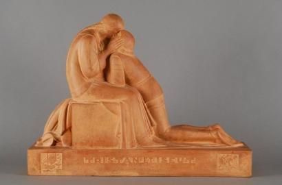 BOTTIAU ALFRED, 1899-1951 Tristan et Iseut Sculpture en terre cuite (quelques accidents),...