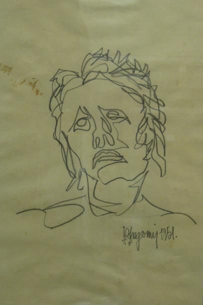 DRAGOMIR JEAN-CLAUDE, 1931-1965 Dante, 1951 dessin à la mine de plomb (rousseurs),...