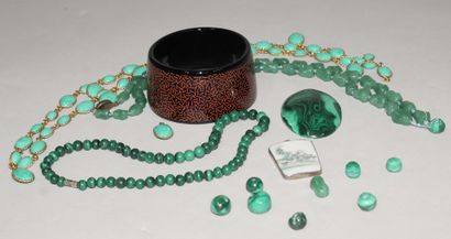 null 
Lot de bijoux fantaisie 




Comprenant des colliers en pierres dures vertes,...