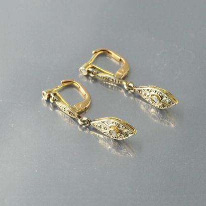 null 
Paire de pendants d'oreilles en or jaune 14k (585) ornées de diamants ronds.




Poids...