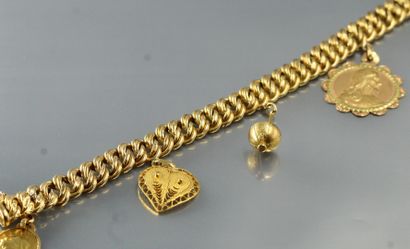 null Bracelet breloques en or jaune 18k (750) à maille américaine.

Poinçon tête...
