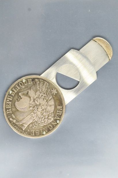 null ELOI-PERNET coupe-cigare composé à partir d'une pièce de 5 francs Cérès 1851,...
