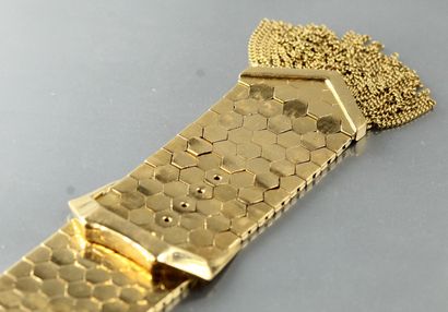 null Bracelet ceinture en or jaune 18k (750), le fermoir orné de diamants. 

Longueur...
