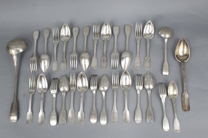 Set of silver cutlery including serving pieces...