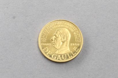  Commemorative gold coin with the effigy of DE GAULLE. 
SUP. 
Weight : 5.99 g.