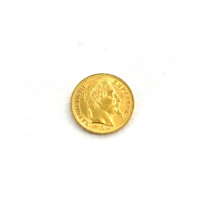 A gold coin of 20 francs Napoleon III head...