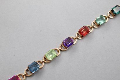 null Bracelet in 14k (585) pink gold with imitation stones.

Wrist size: about 20...