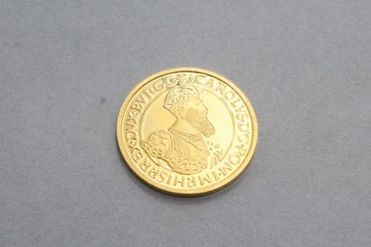  Yellow gold coin (900) of 50 belgian ecu (1988) 
Weight : 17.278 g.