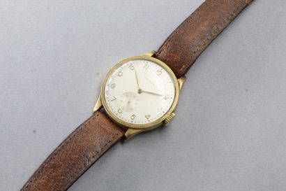 null Montre bracelet d'homme, boîtier rond en or jaune 18k (750), cadran à

fond...